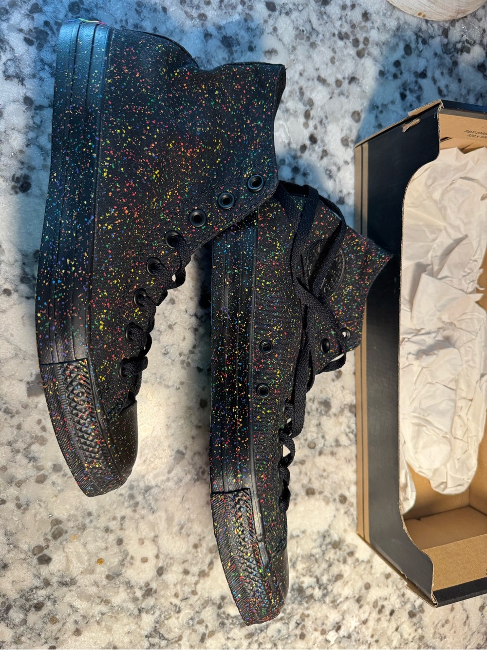 Converse Unisex LBGTQ Pride Black CTAS High-Top Sneakers with Multicolor Speckle - Picture 3 of 7